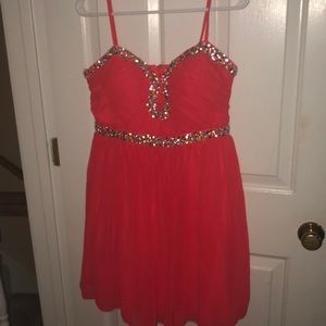 Salmon semi formal party dress